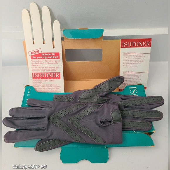 Vintage Aris Isotoner The Original GREY Women's One Size Driving Gloves - Picture 7 of 13